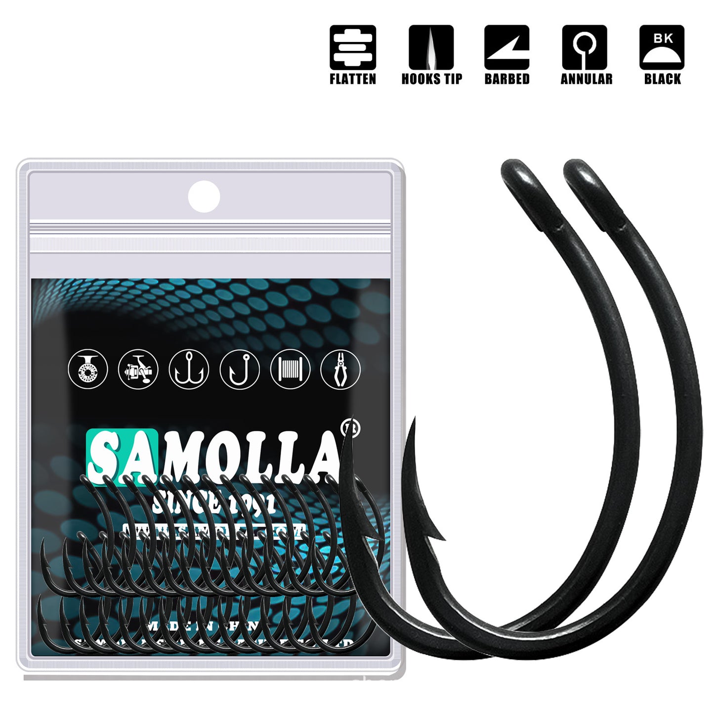 A Enhanced Reverse Fishing Hook – Thick, Reinforced, Teflon Finish for Lures