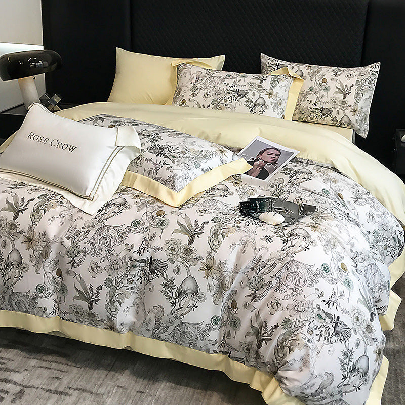 American luxury 200-piece long-staple cotton four-piece high-quality cotton cotton sheets quilt cover master bedroom 4 bedding 3.0kg - Mixbatch