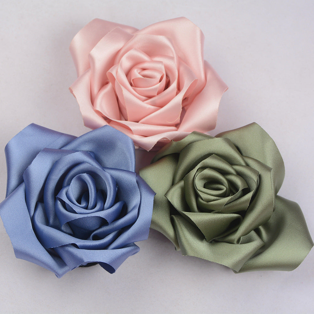 A retro rose bud high-grade satin three-dimensional silk cloth large flower DIY neck flower brooch clothing shoes and hats accessories - Mixbatch