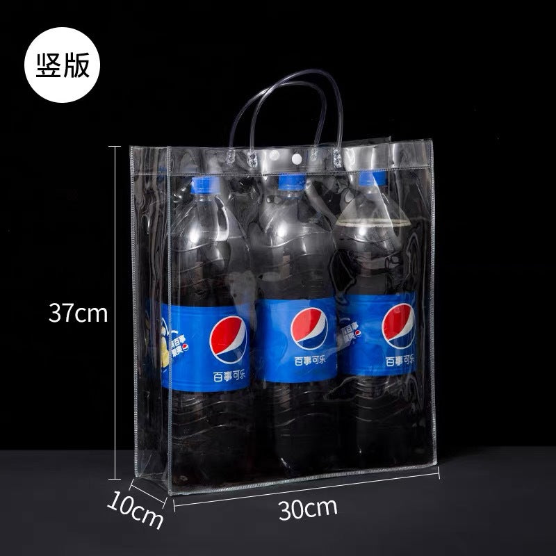 A spot stall pvc plastic tote bag transparent hose thickened red wine packaging bag gift bag