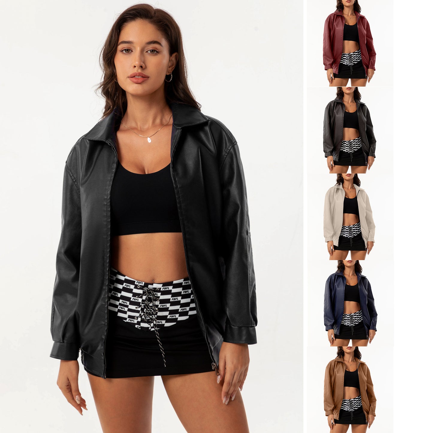 A women's leather jacket