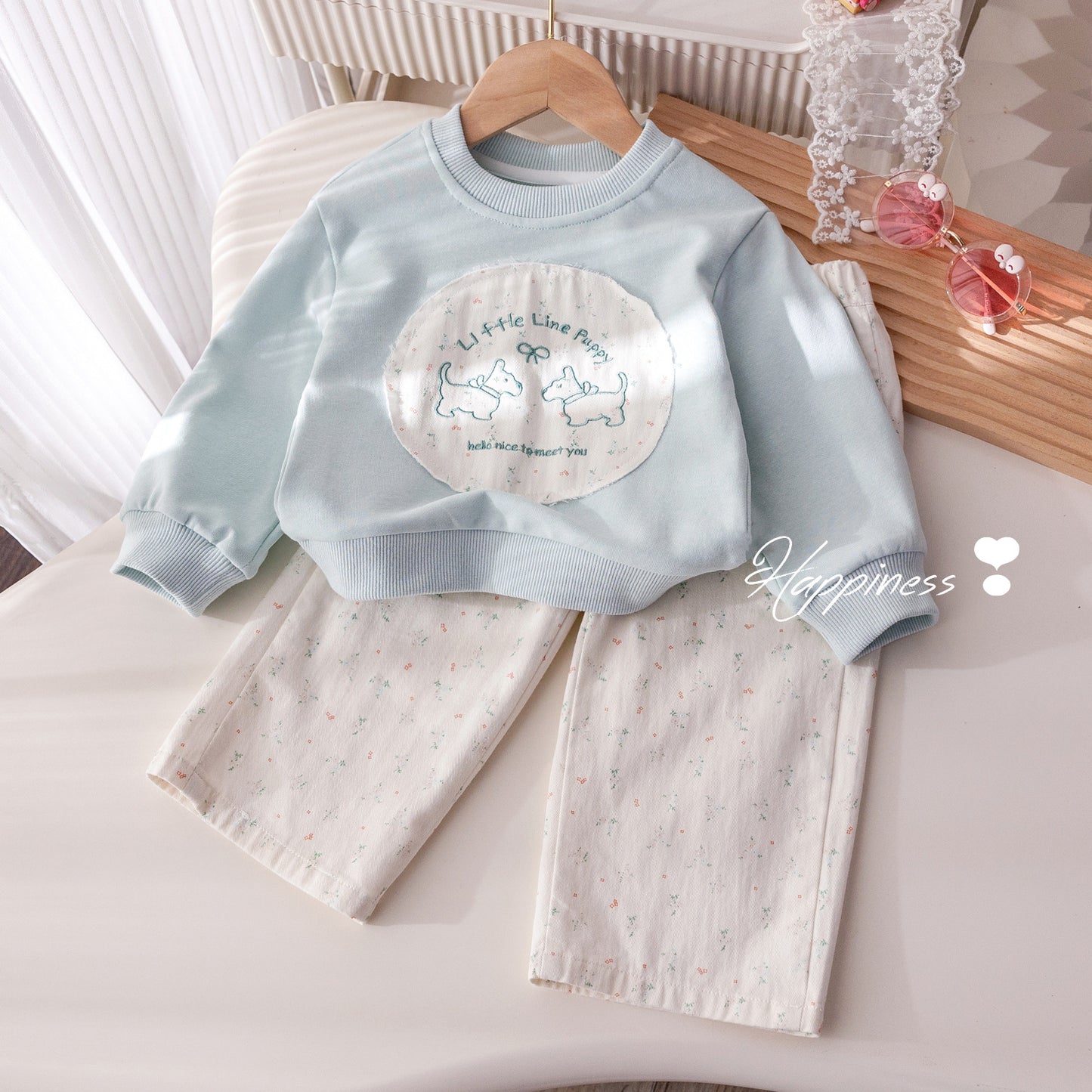 A girls autumn versatile wide-leg pants baby fashionable trousers tide