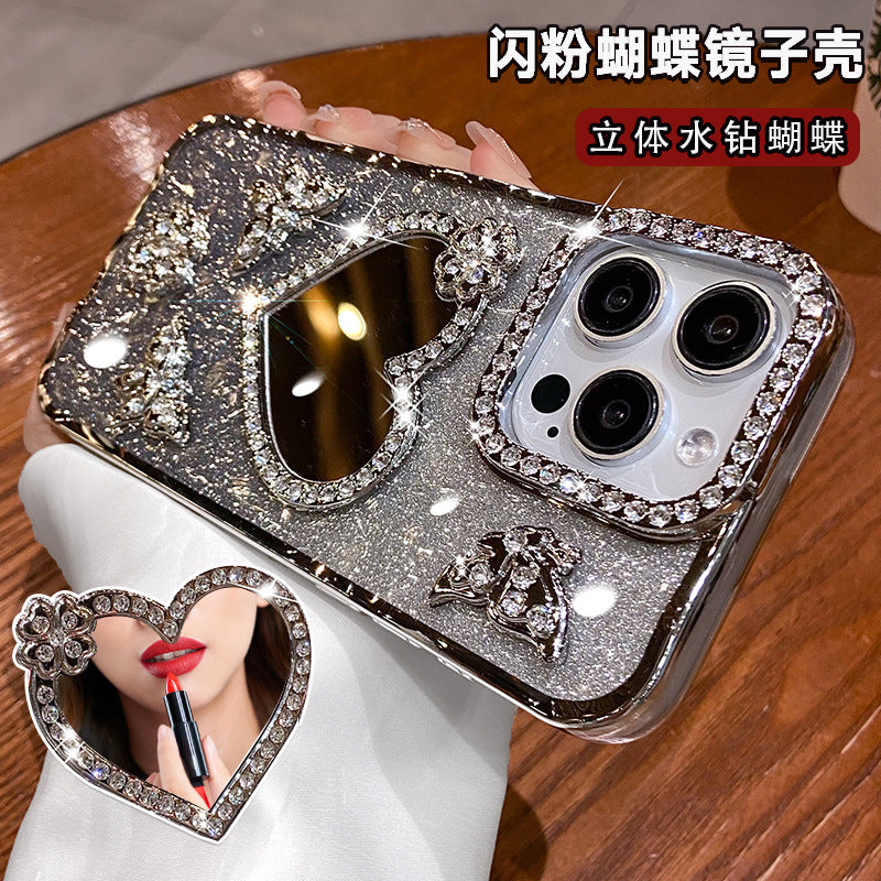 A mirror rhinestone phone case