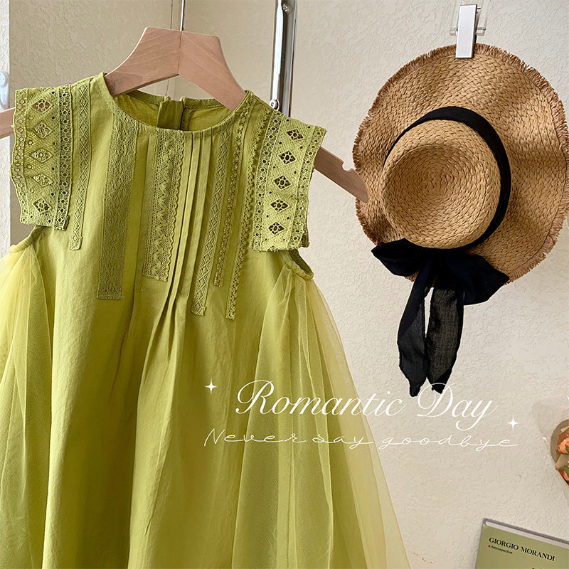 A Korean version of children's clothing girls' dress summer new foreign style medium children's temperament long dress little girl princess dress