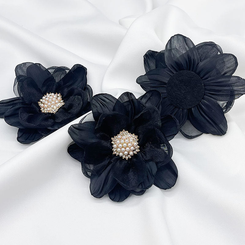A organza flower accessories multi-layer three-dimensional gauze handmade beads DIY burnt edge flower jewelry shoe flower accessories - Mixbatch