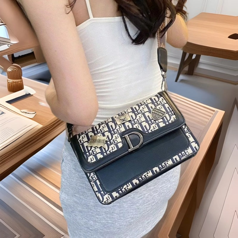 A printed handbag