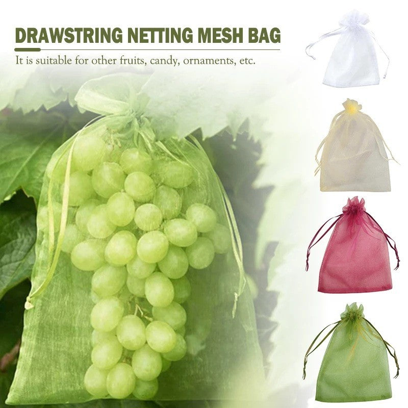 A Cross-border, mesh bag fruit insect-proof bag bird-proof bag gauze mesh bag reusable tomato eggplant grape apple MOQ: 500 PIECE - Mixbatch