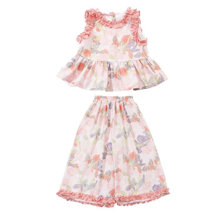 A new summer girls sleeveless printing set