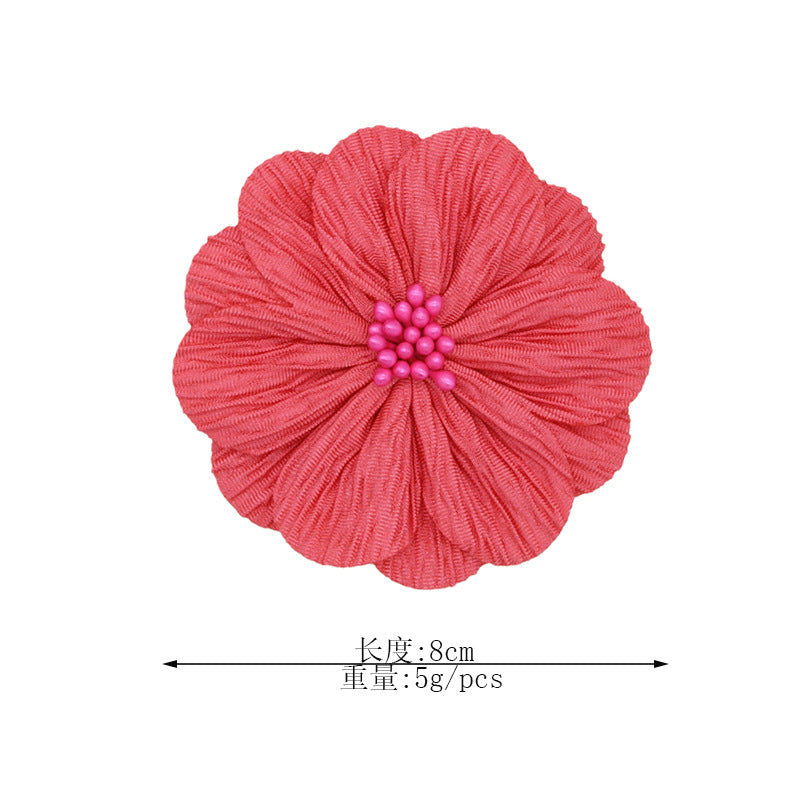 A new handmade pleated fabric flower bark pattern flower core head flower headband accessories shoes and hats flower clothing accessories 8CM - Mixbatch