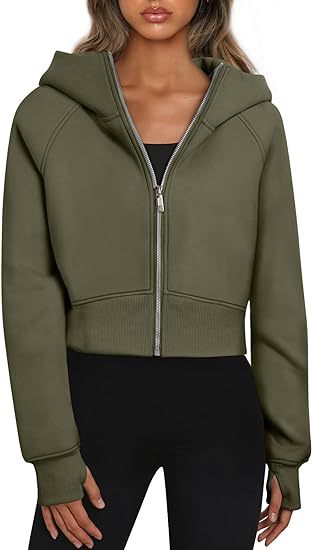 A hooded zip sweater