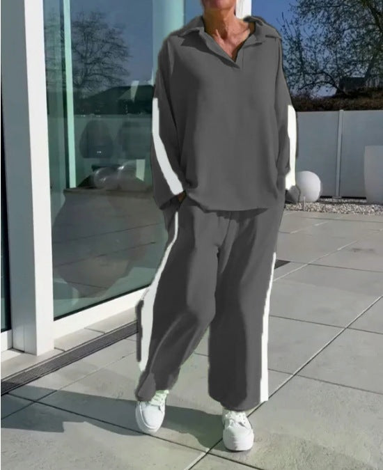 A lady's long-sleeved trousers suit