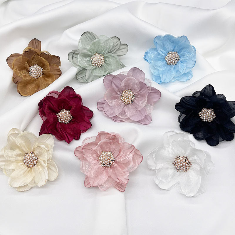 A fabric three-dimensional yarn handmade beads DIY dress shoe flower brooch jewelry accessories Eugen yarn flower accessories - Mixbatch