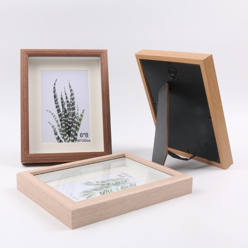 A creative wooden three-dimensional hollow photo frame, plant specimens mounted picture frame, children's oil painting wall picture frame