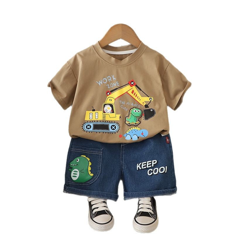 A children's short-sleeved set boys' T-shirt baby summer children's clothing girls' shorts baby clothes summer clothing wholesale