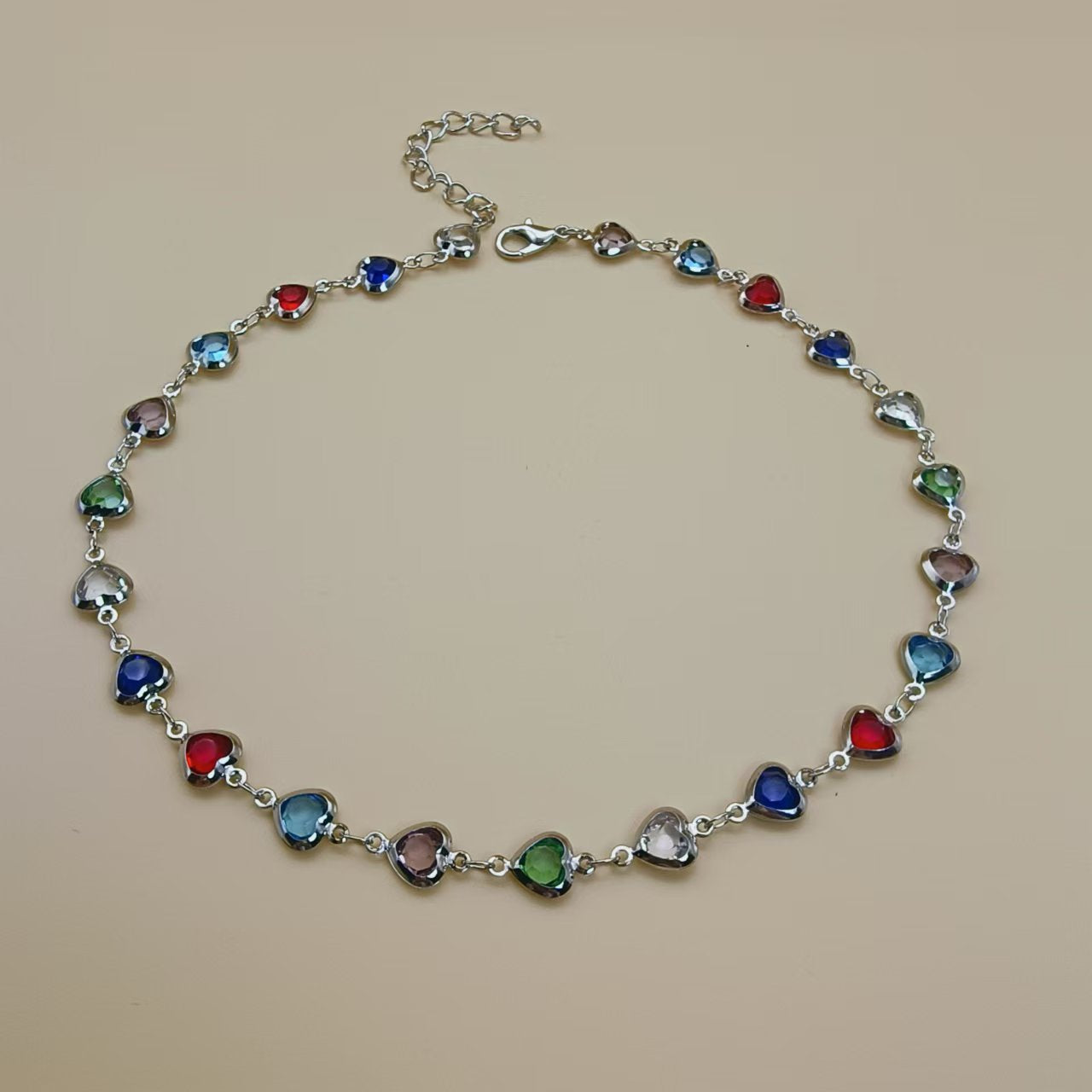 A European and American cross-border i color love zircon bracelet necklace personalized alloy heart dopamine bracelet Internet celebrity bracelet - Mixbatch