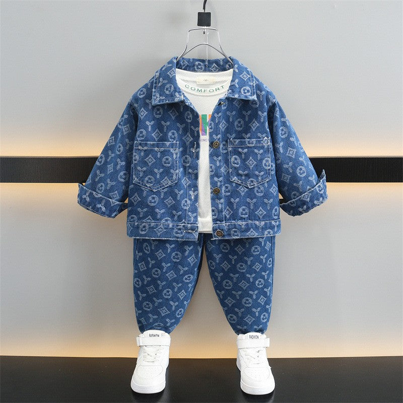 A children's suit denim two-piece set