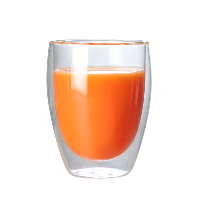 A Egg-shaped double-layer simple glass high borosilicate tea cup transparent milk beverage cup heat-resistant coffee cup wholesale
