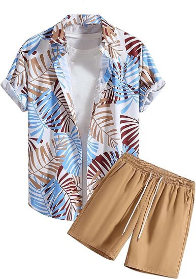 A Men's Short Sleeve Shorts Shirt Set