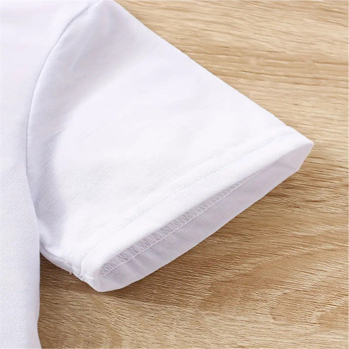A Cross-border European and American pure cotton men's and women's children's clothing summer round neck short-sleeved t-shirt printed 100% COTTON - Mixbatch