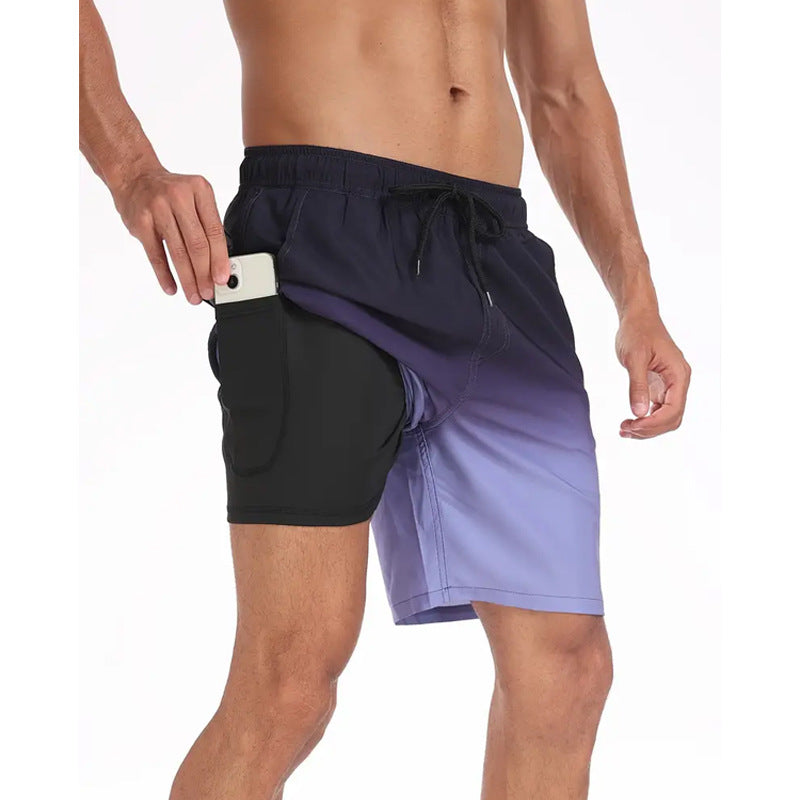 A Summer Men's Double Beach Pants Men's Casual Five-Point Shorts - Mixbatch