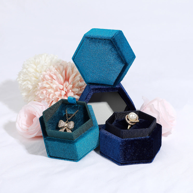 A Velvet hexagonal jewelry box