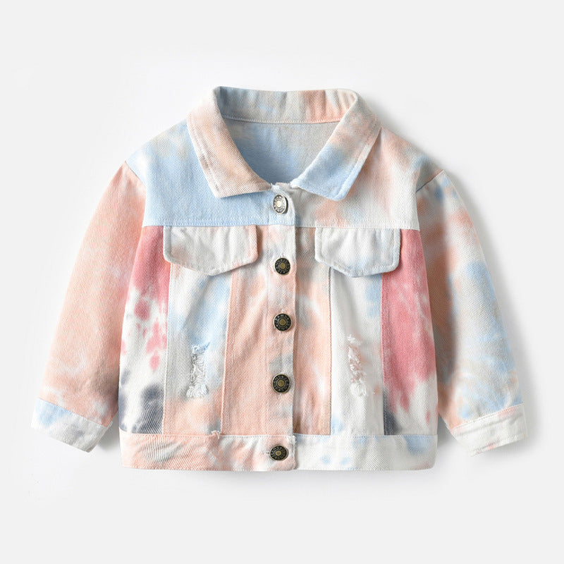 A children's tie-dye denim jacket