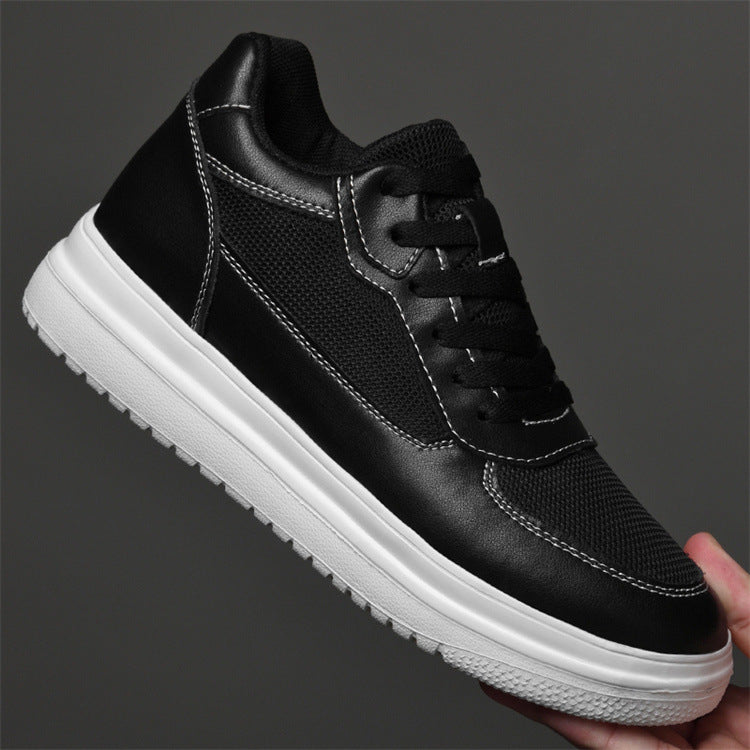 A men's shoes summer breathable couple heightening shoes 8cm men's cowhide inner