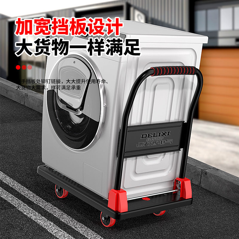 A Trolley Portable Folding Trolley Logistics Warehouse Pull Cargo Handling Trailer Flat Truck