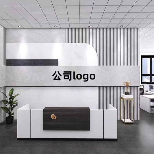 8D company front desk background wall wallpaper imitation marble pattern logo image wallpaper beauty salon bar mural wall covering