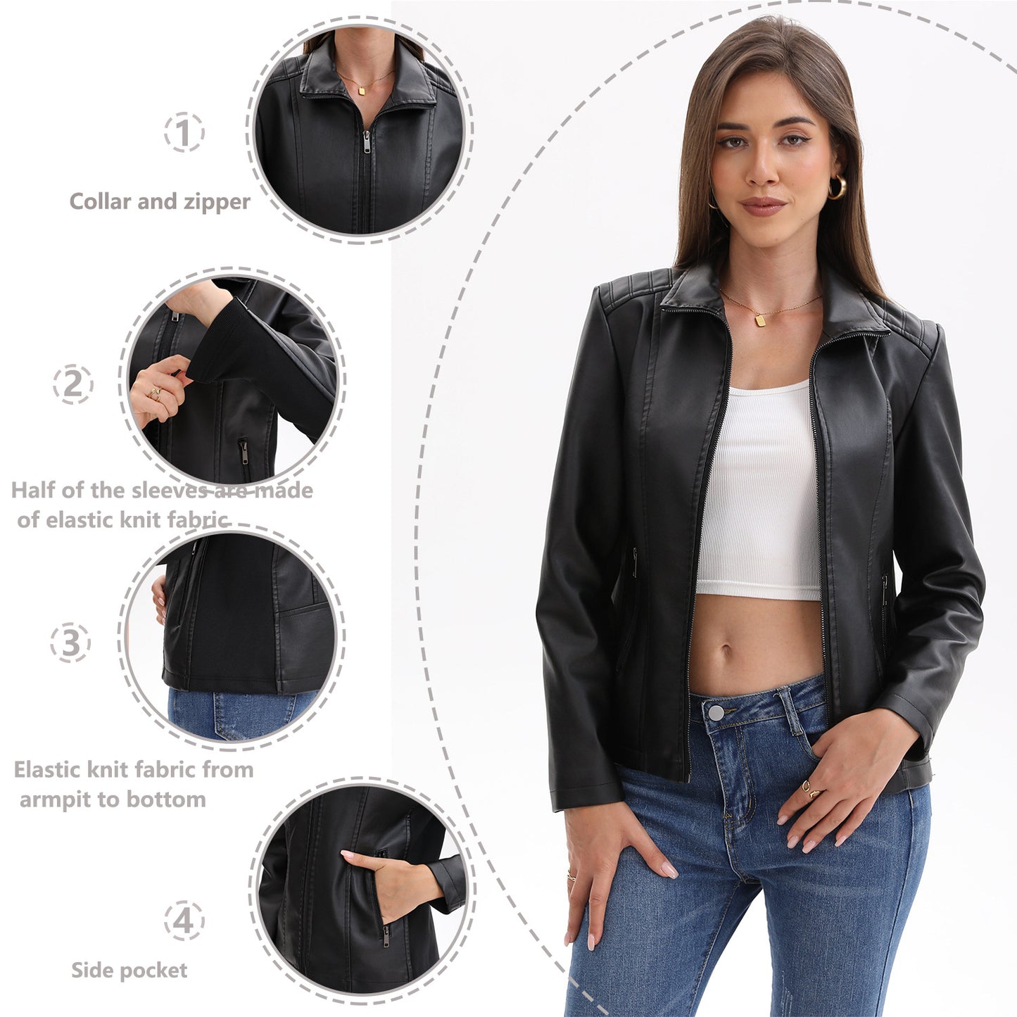 A women's leather jacket