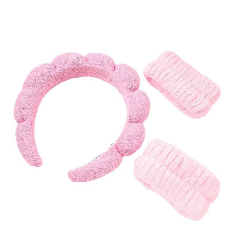 A Bow hair band, wash makeup, mask, cloud headband set, tie hair high cranial top