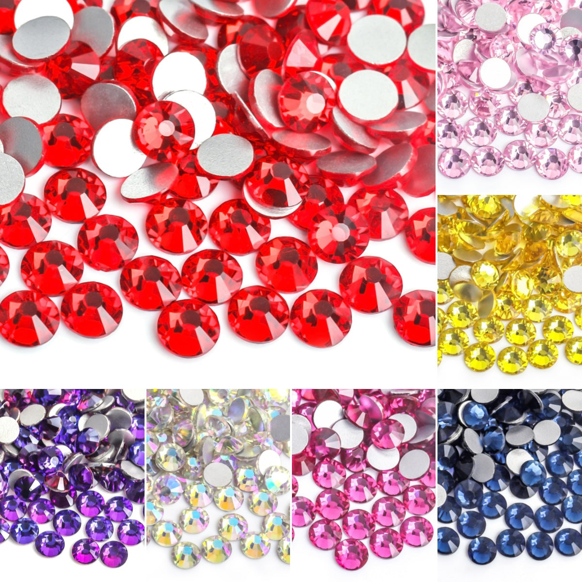 A Weichen rhinestone factory direct sales flat-bottomed diamond nail drill glass crystal round DIY sticker diamond jewelry accessories white - Mixbatch