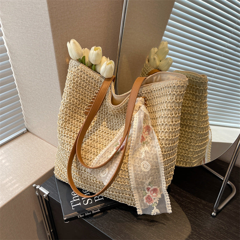 A woven bag shoulder bag
