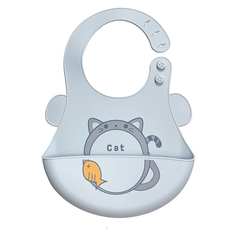 Baby silicone bibs, baby eating bibs, waterproof rice pockets,saliva napkins 0.08kg