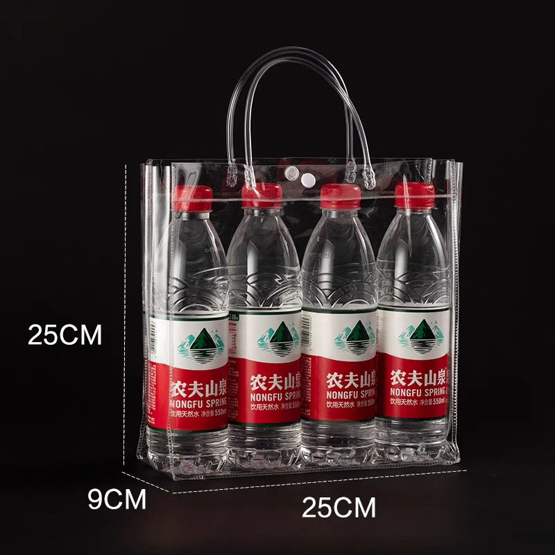 A spot stall pvc plastic tote bag transparent hose thickened red wine packaging bag gift bag