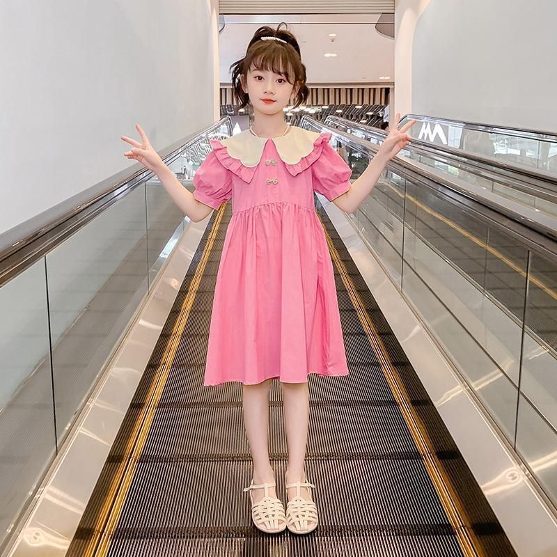 A girls dress summer new foreign style children's summer princess dress girls older children doll collar skirt