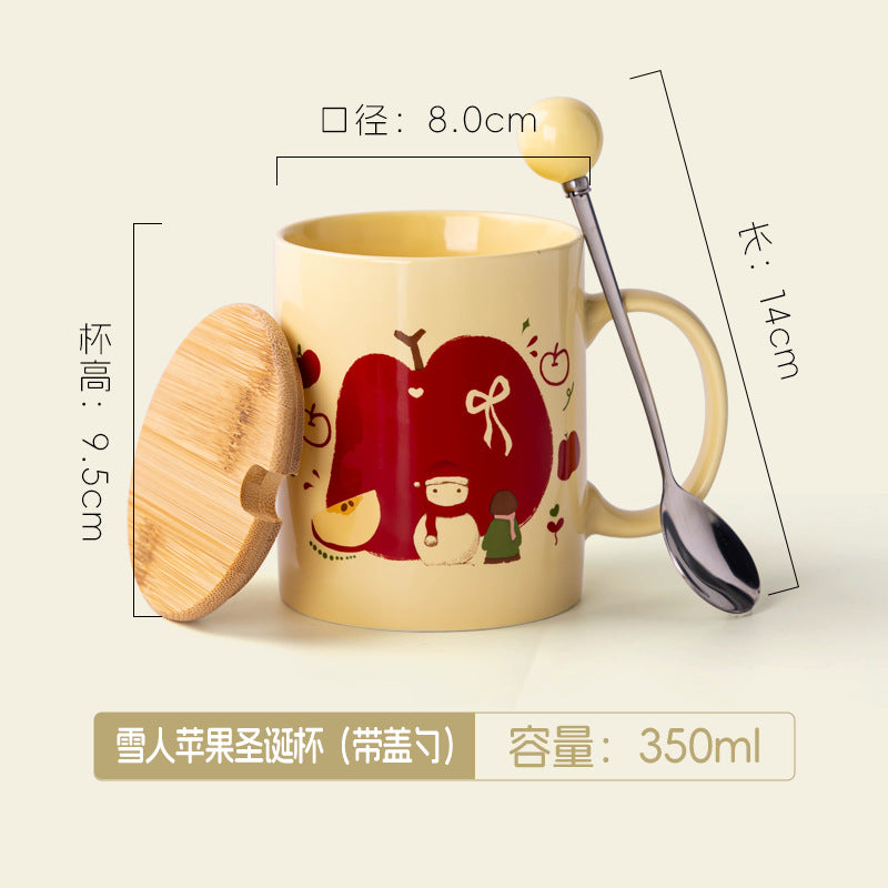 A Christmas Mug Ceramic Cup with Lid Spoon