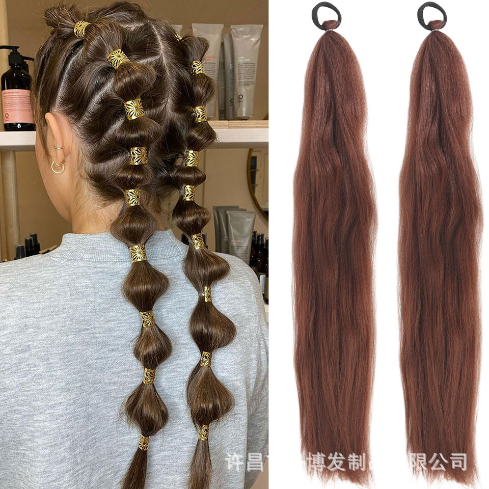 A child girl rubber band ponytail wig box braids colorful elastic rope braids ponytail wig hair extensions braids - Mixbatch