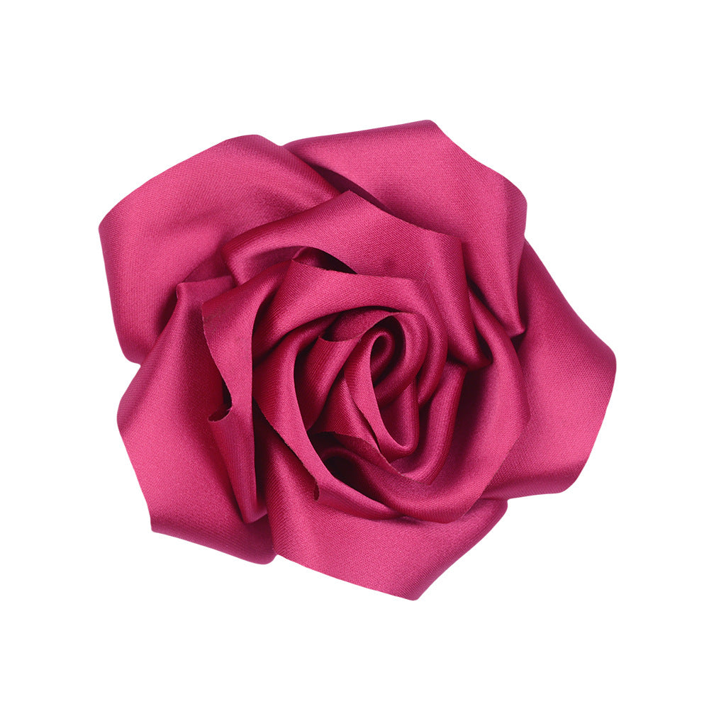A retro rose bud high-grade satin three-dimensional silk cloth large flower DIY neck flower brooch clothing shoes and hats accessories - Mixbatch
