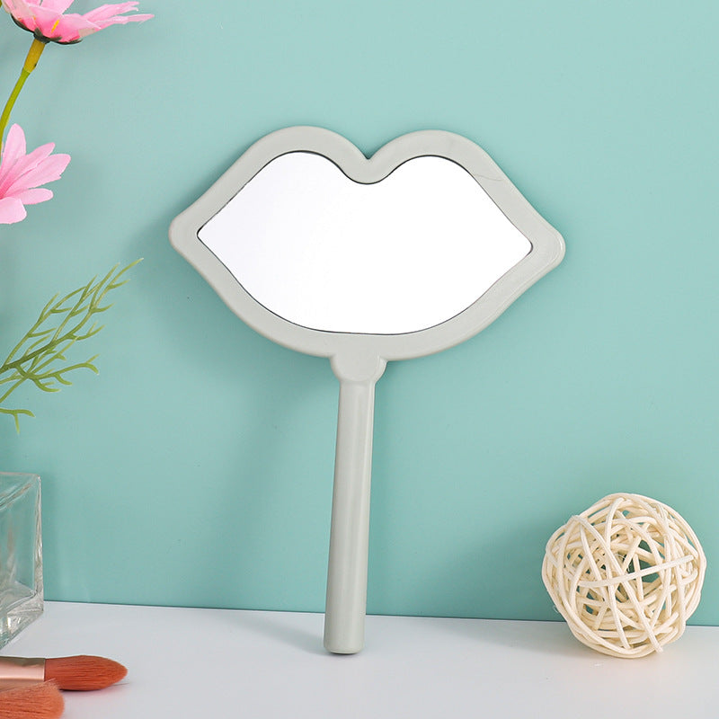 A new lip handheld makeup mirror can be printed LOGO handle mirror high definition portable makeup mirror DIY mini mirror - Mixbatch