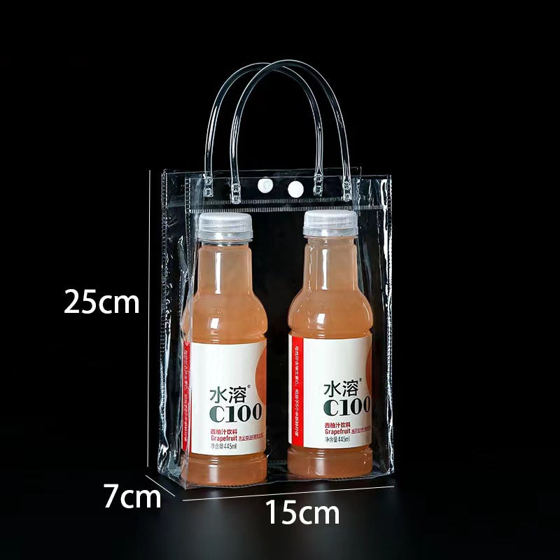 A Spot plastic pvc tote bag, transparent gift packaging bag, milk tea with hand gift, hi candy, portable pvc packaging bag
