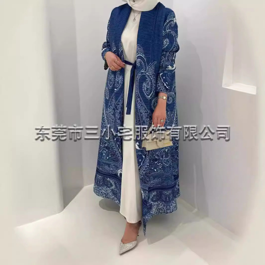 A Pleated robe print cardigan women's clothing
