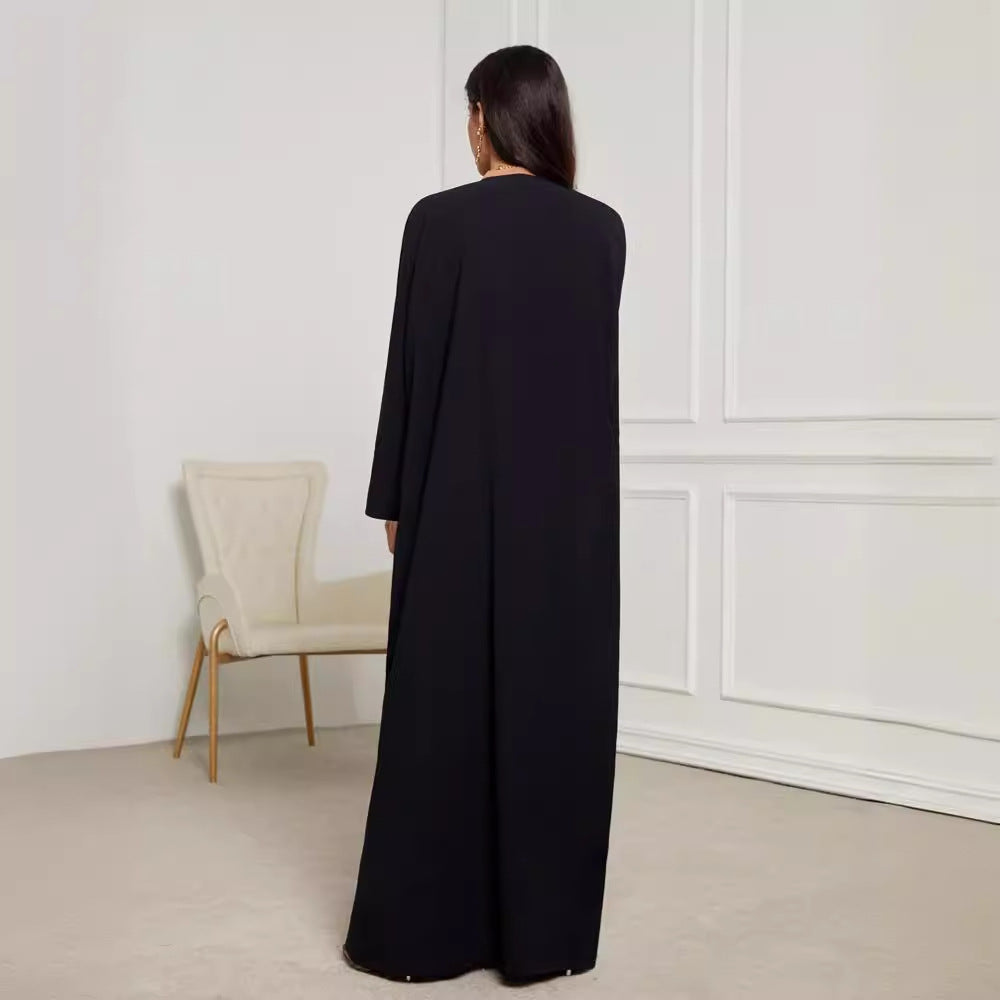 New Middle Eastern Muslim Dress Fashion Elegant Cardigan Button Dress Robe - Mixbatch