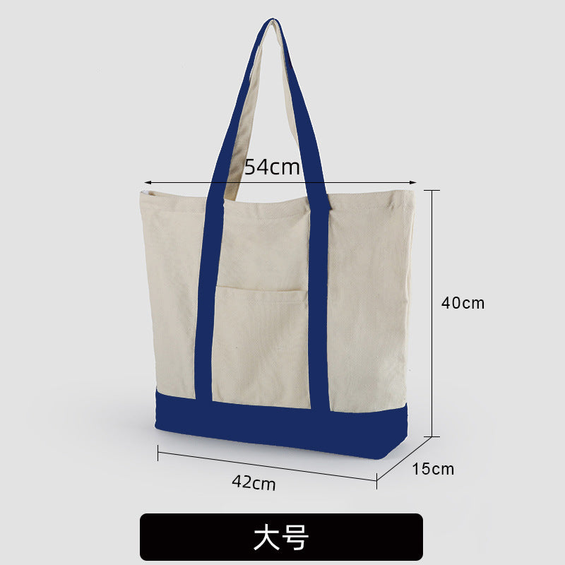 A thickened canvas supermarket environmental protection bag large capacity new cross-border grocery shopping bag strong zipper tote bag can be printed logo - Mixbatch
