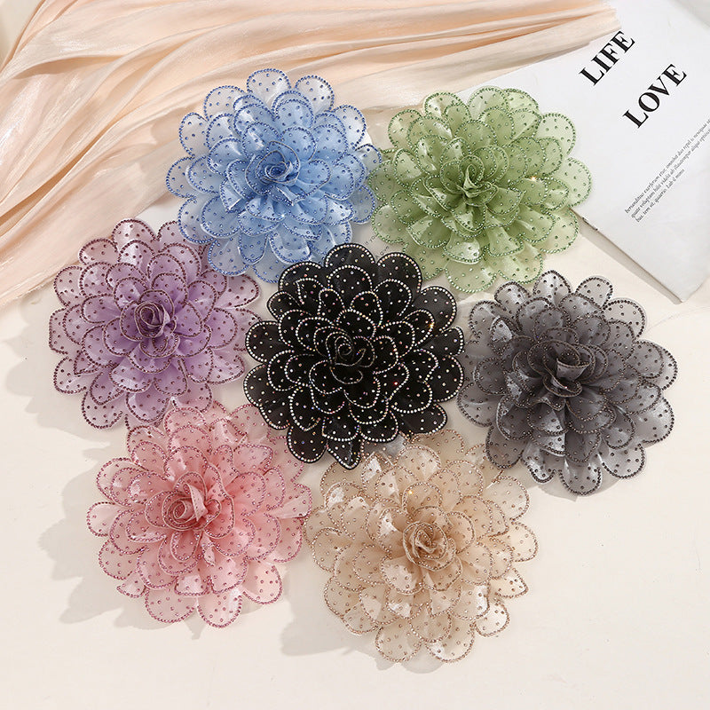 A new 14cm flower rhinestone patch creative clothing brooch decorative flower set with diamond flower clothing accessories - Mixbatch