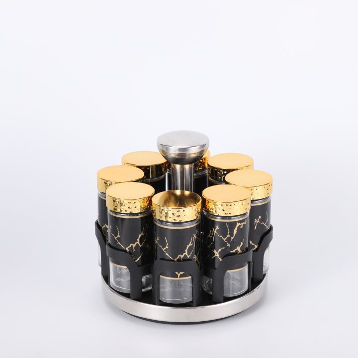 A glass seasoning bottle seasoning jar