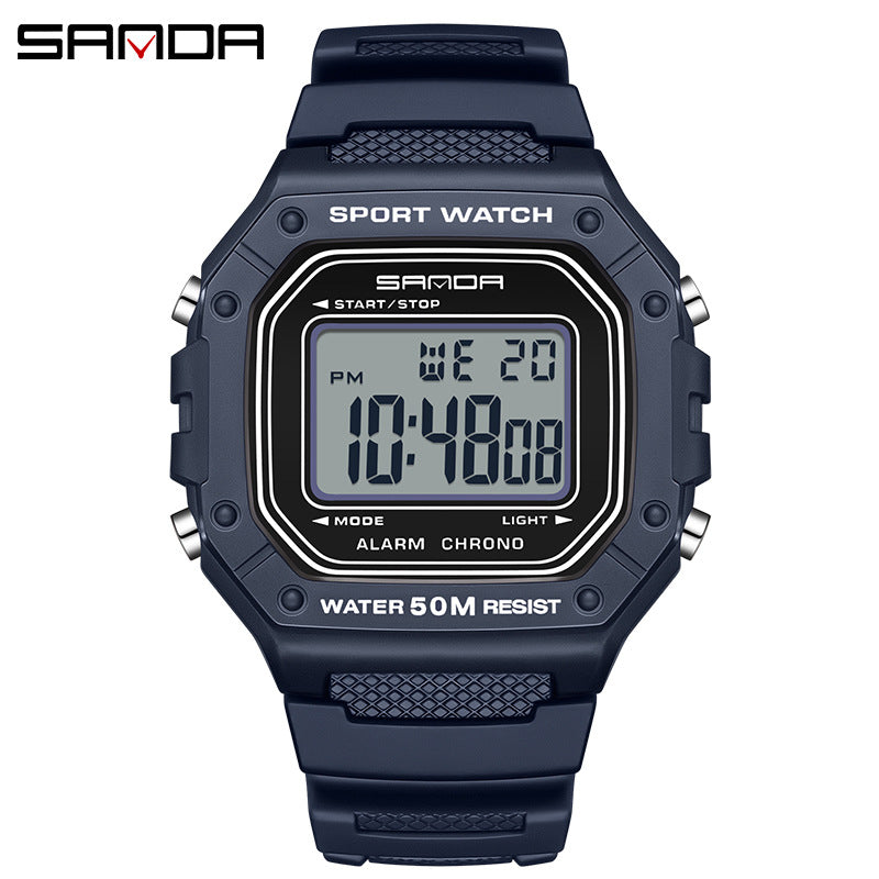 A version of swimming waterproof youth electronic watch simple alarm clock single display small square men and women, student wrist