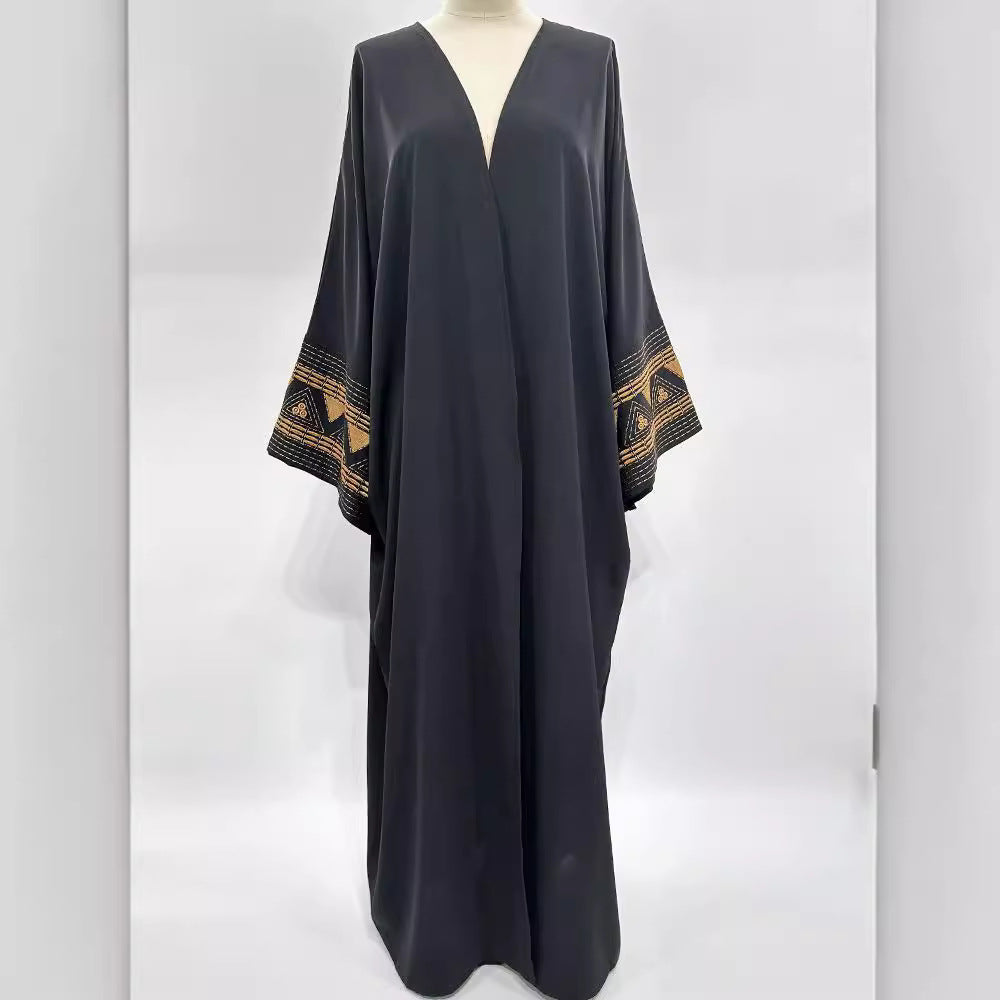 Women's Muslim cardigan embroidered outer drape abaya bat sleeve dress embroidered - Mixbatch