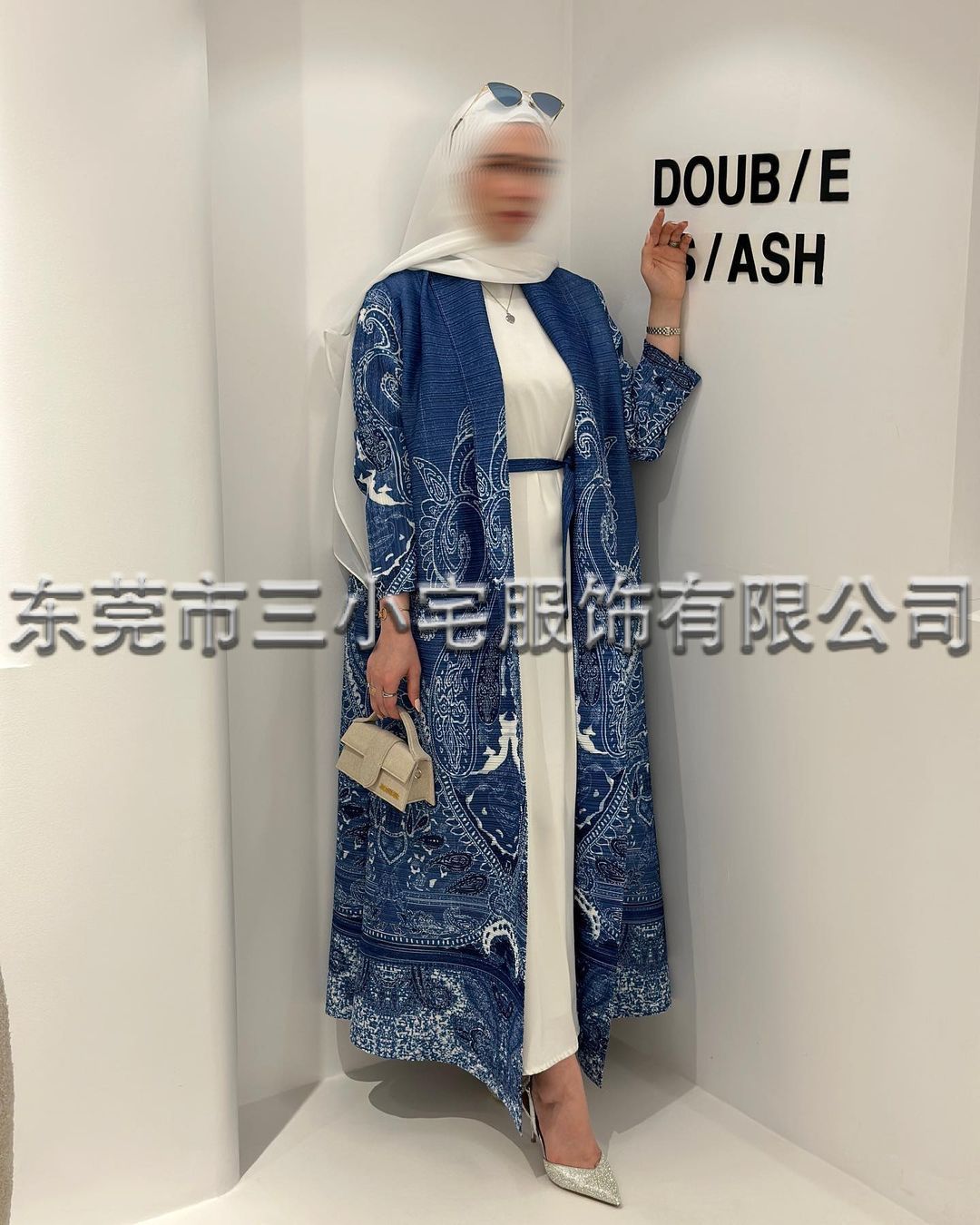 A Pleated robe print cardigan women's clothing