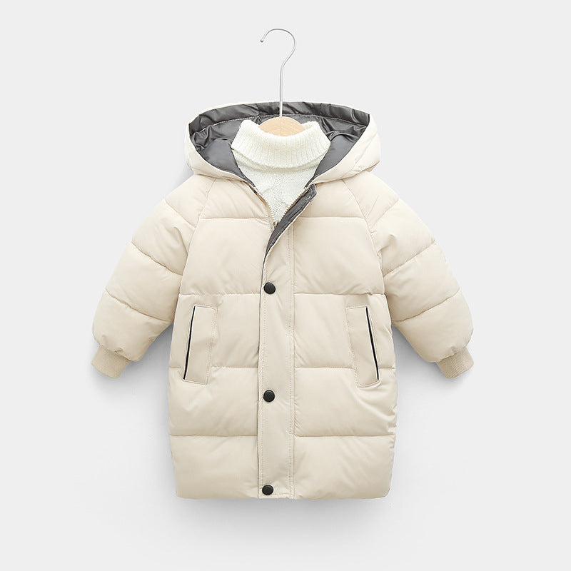 A Autumn and winter thickened children's down cotton clothes short boys and girls medium children Korean version hooded jacket